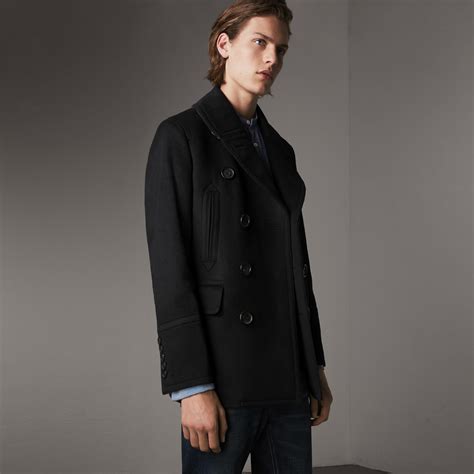 burberry black and red peacoat|burberry cashmere coat men's.